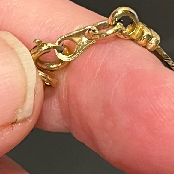 💛 VINTAGE CREAM & GOLD-TONE KNOT NECKLACE – 80s Style - Picture 6 of 9